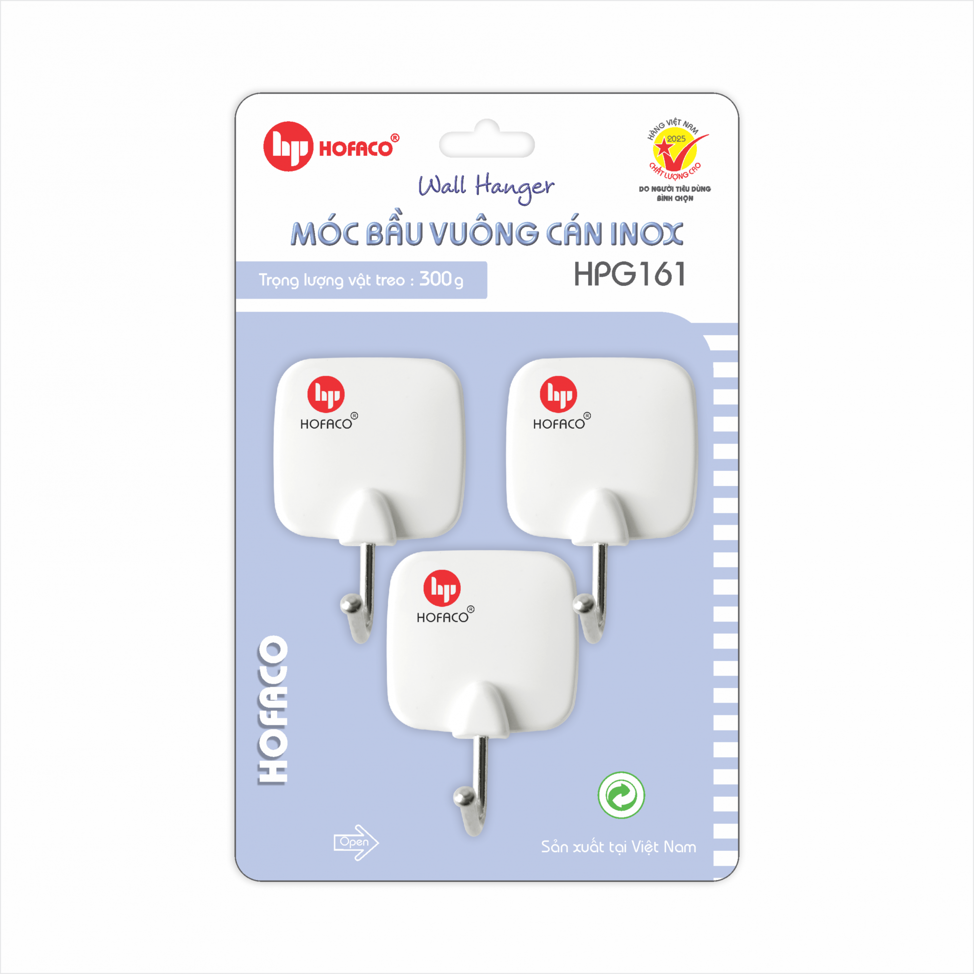 MÓC BẦU TRUNG VUÔNG CÁN INOX - HPG 161