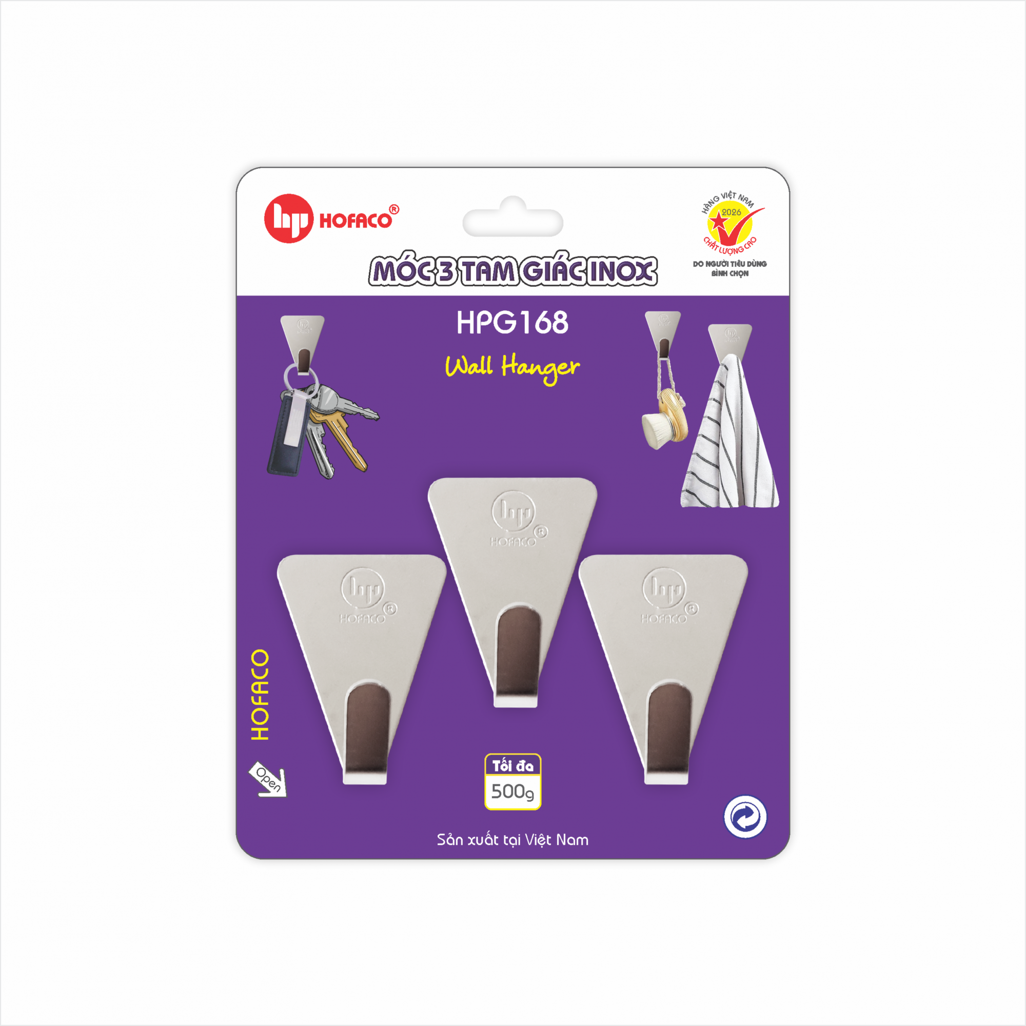 MÓC 3 TAM GIÁC INOX - HPG 168