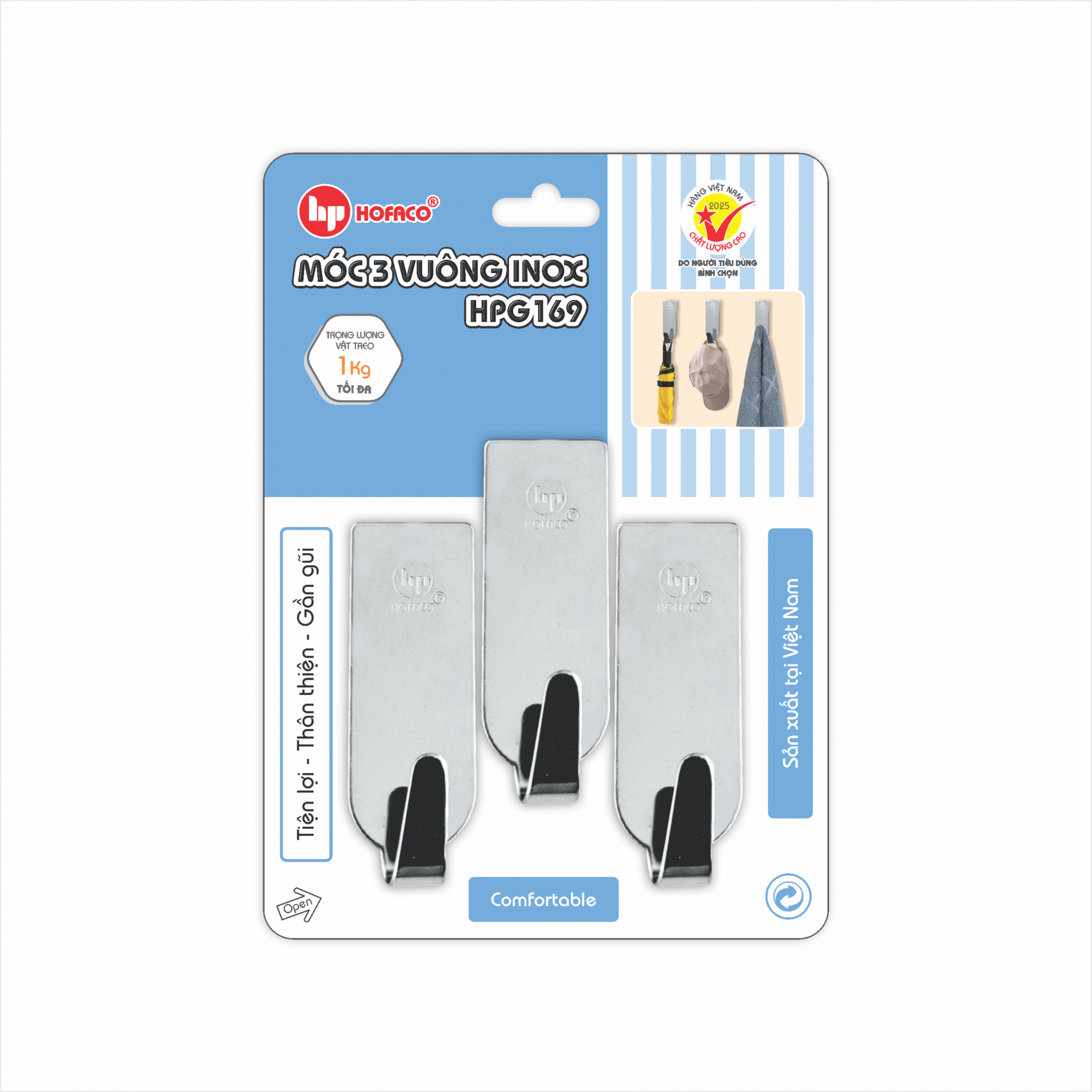 MÓC 3 VUÔNG INOX - HPG 169