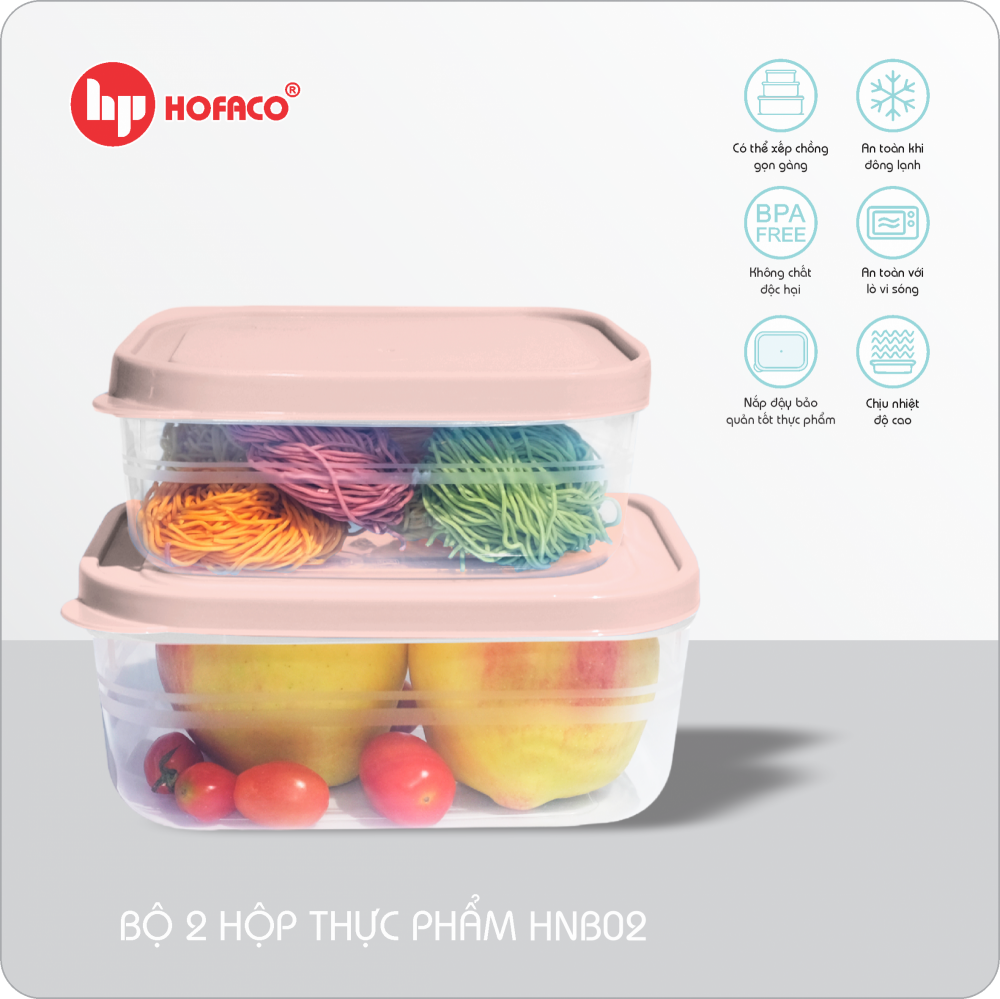 BỘ 2 HỘP THỰC PHẨM - HỒNG NHẠT