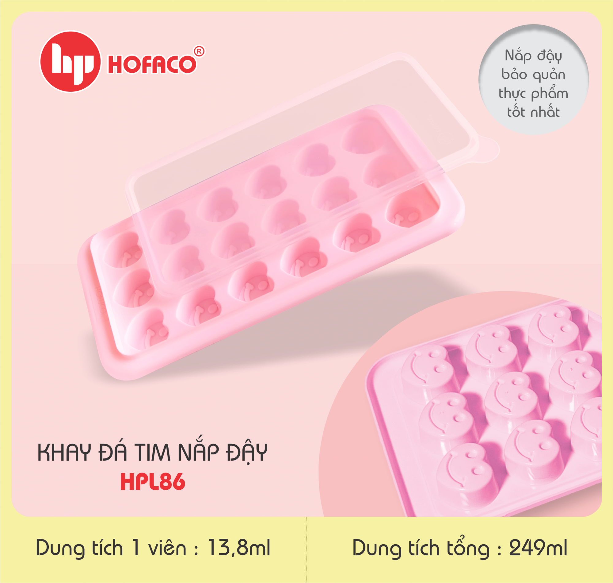KHAY ĐÁ TIM NẮP ĐẬY - HPL 86