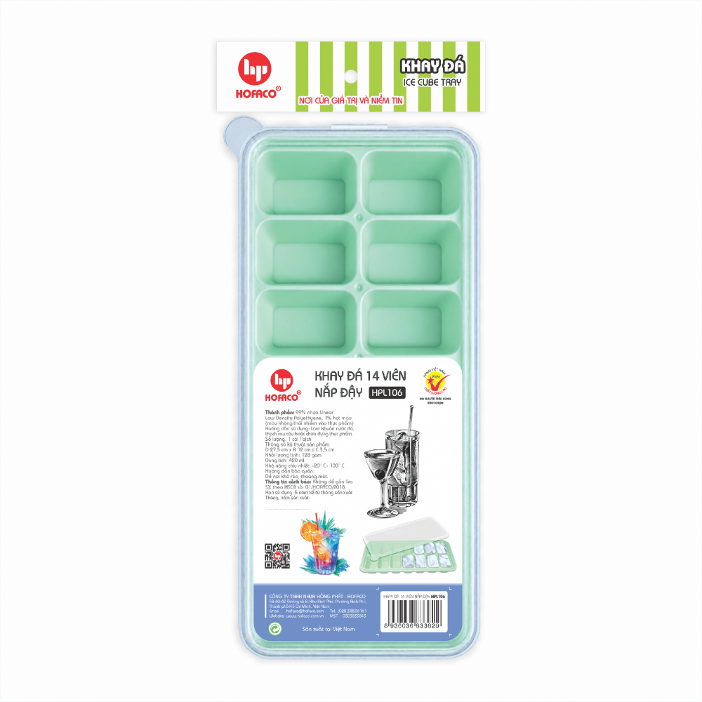 KHAY ĐÁ 14 VIÊN NẮP ĐẬY - HPL106