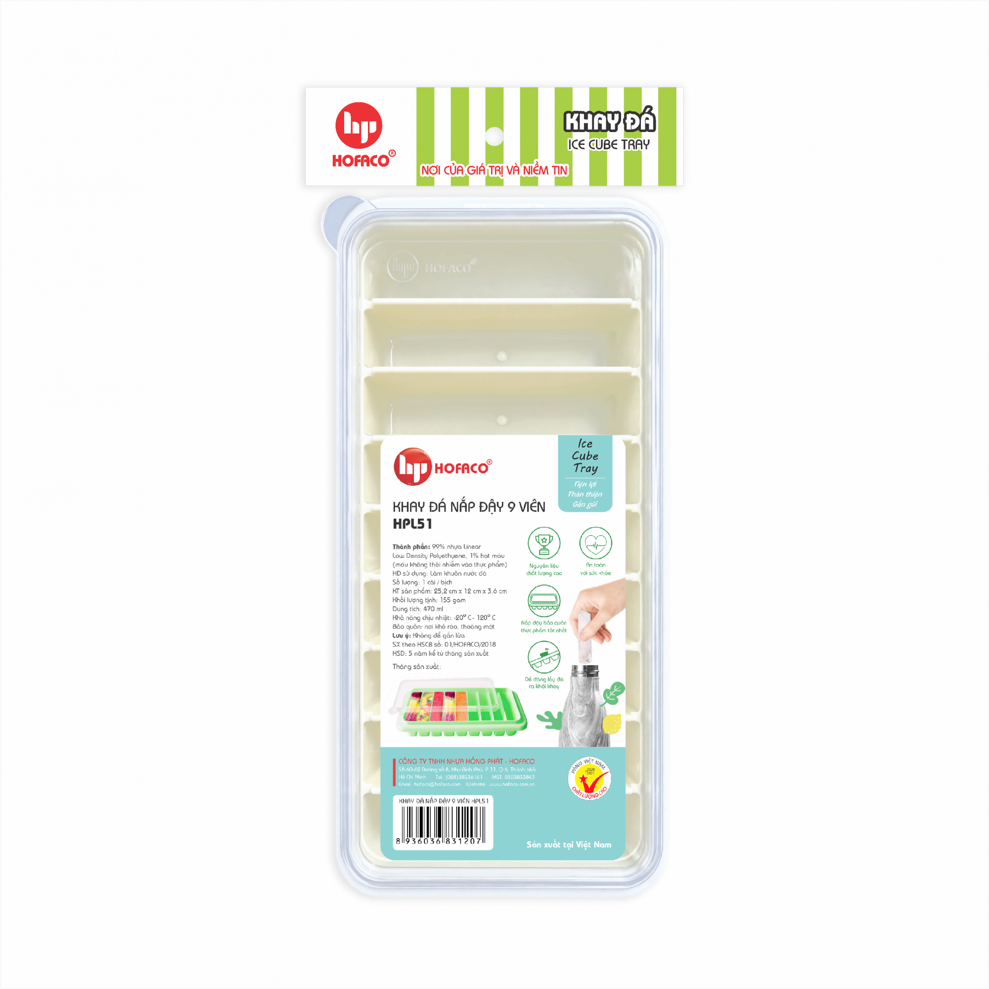 KHAY ĐÁ NẮP ĐẬY 9 VIÊN - HPL51