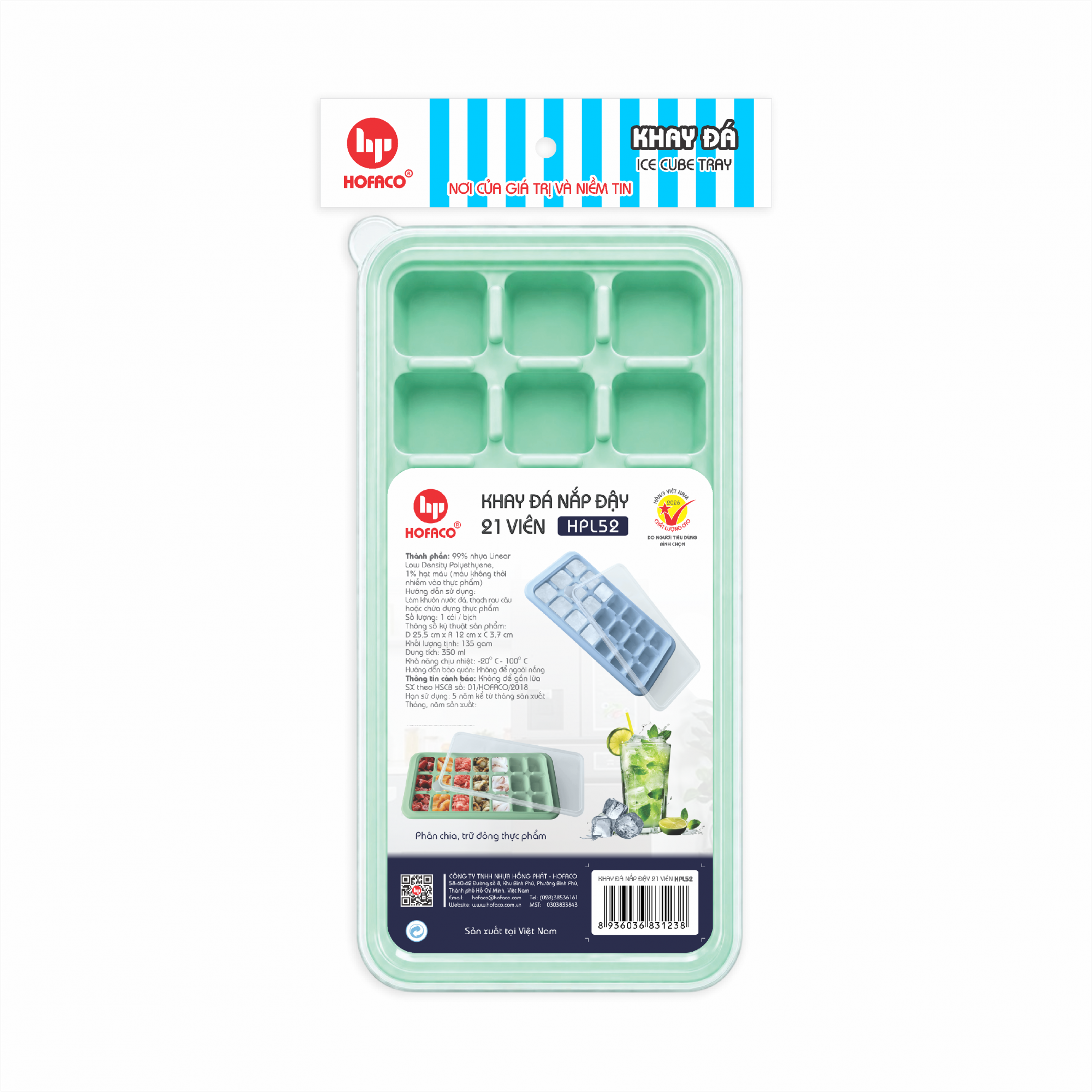 KHAY ĐÁ NẶP ĐẬY 21 VIÊN - HPL52