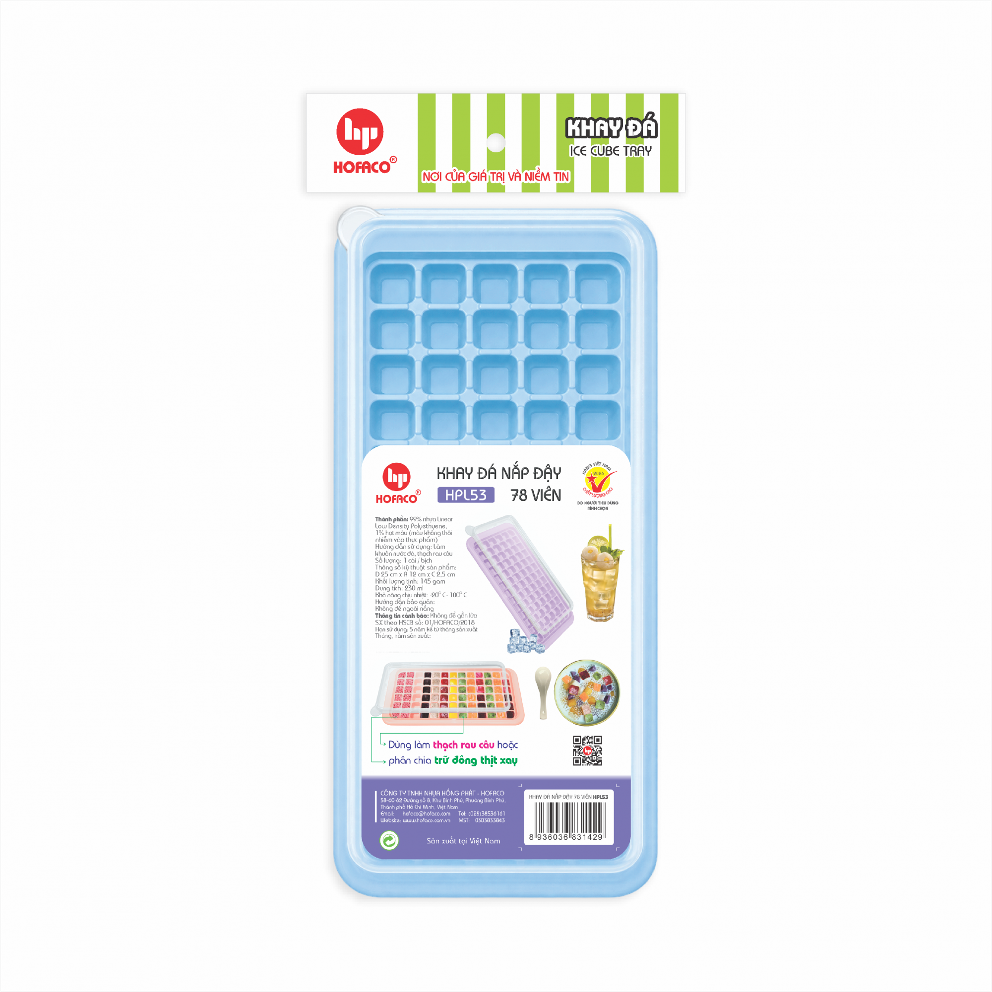 KHAY ĐÁ NẮP ĐẬY 78 VIÊN - HPL53