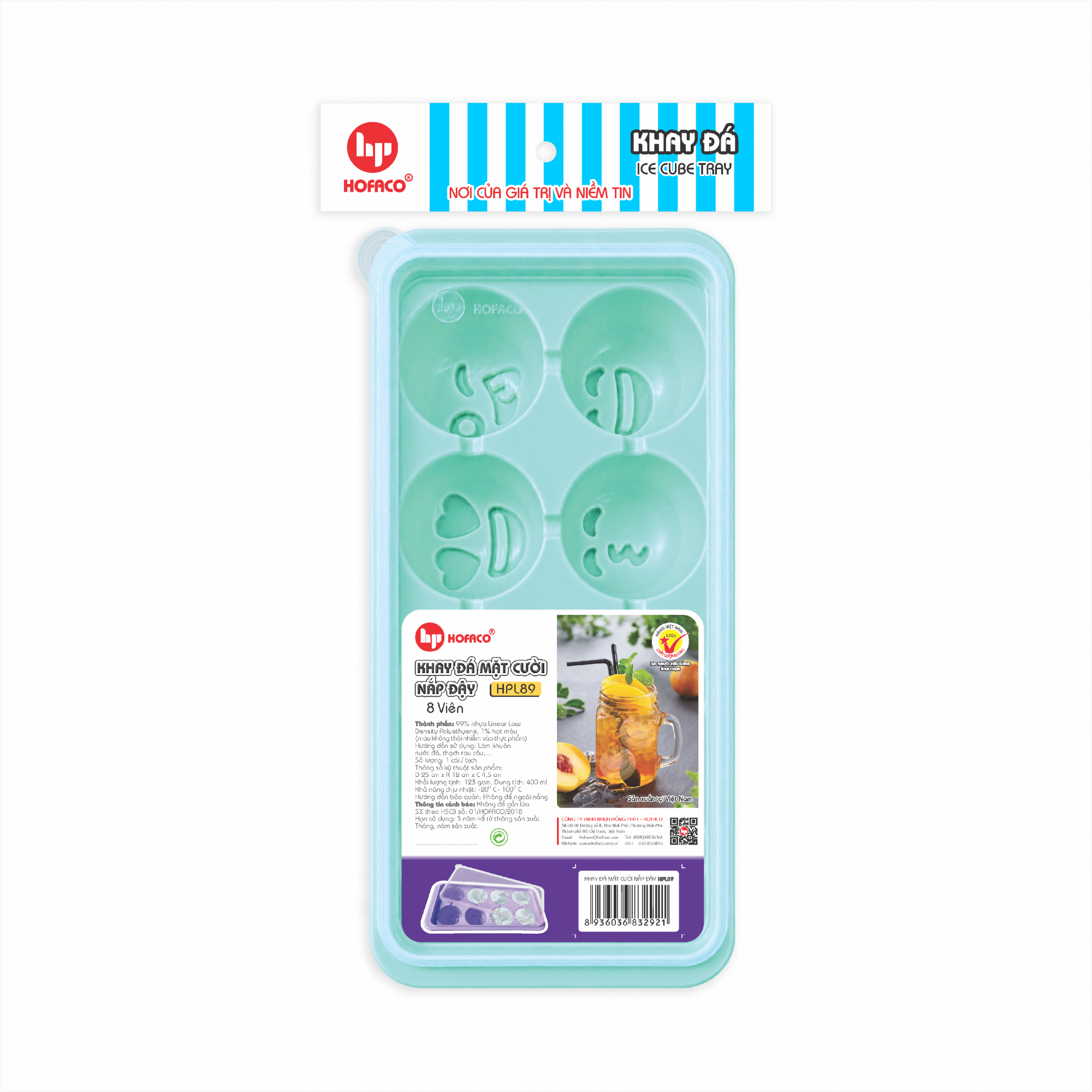 KHAY ĐÁ MẶT CƯỜI NẮP ĐẬY - HPL89