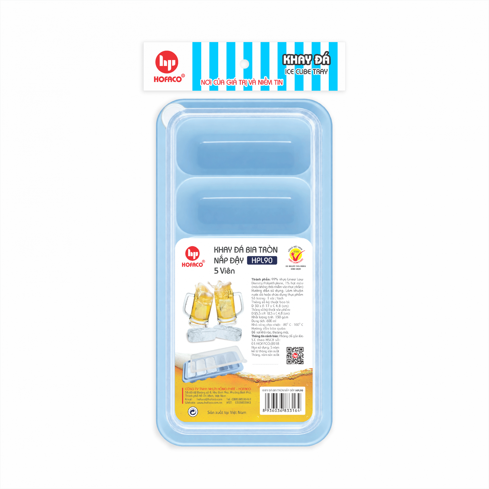 KHAY ĐÁ BIA TRÒN NẮP ĐẬY - HPL90